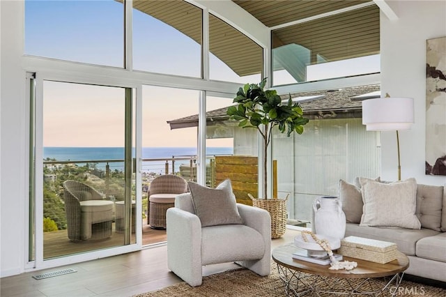 1385 Terrace Way, Laguna Beach, CA 92651 - living room featuring a water view and wood finished floors