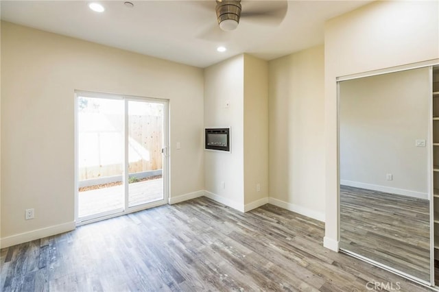 453 N 13th St, Grover Beach, CA 93433 - spare room featuring a ceiling fan, wood finished floors, and recessed lighting