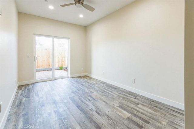 453 N 13th St, Grover Beach, CA 93433 - unfurnished room with a ceiling fan, wood finished floors, and recessed lighting