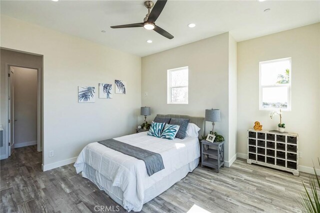 453 N 13th St, Grover Beach, CA 93433 - bedroom with wood finished floors, recessed lighting, and ceiling fan