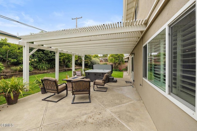 1519 Lyndhurst Ave, Camarillo, CA 93010 - view of patio / terrace featuring a hot tub and a pergola