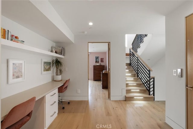 222 2nd St, Hermosa Beach, CA 90254 - home office featuring built in study area, light wood finished floors, and recessed lighting