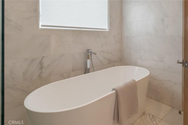 222 2nd St, Hermosa Beach, CA 90254 - bathroom with a freestanding tub and tile walls