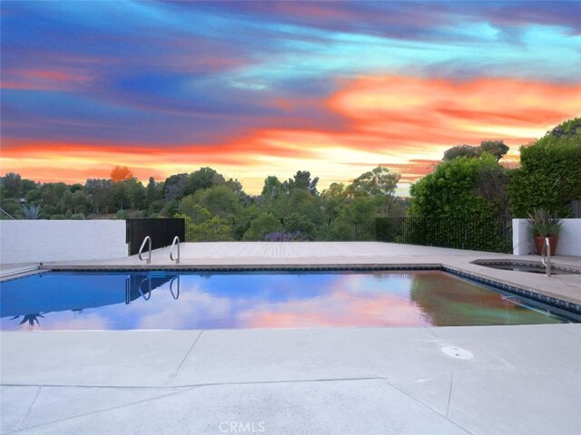26633 Academy Dr, Palos Verdes Peninsula, CA 90274 - pool at dusk featuring a patio