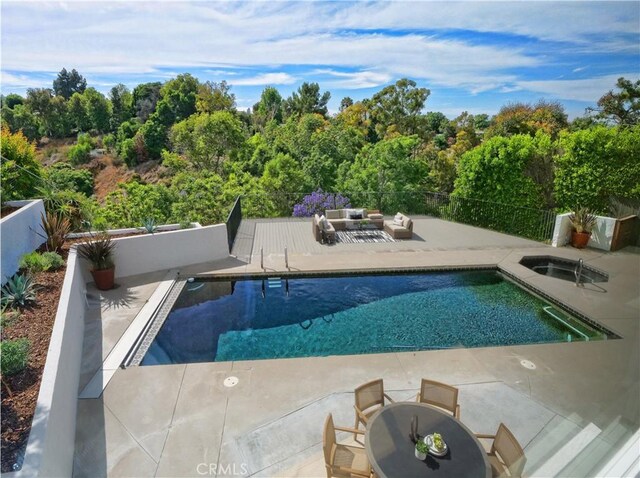 26633 Academy Dr, Palos Verdes Peninsula, CA 90274 - view of pool with a patio area, an in-ground hot tub, and outdoor lounge area