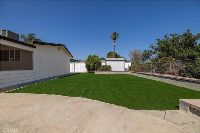 3567 Mount Everest Blvd, San Diego, CA 92111 - fenced backyard with a patio area and an outbuilding