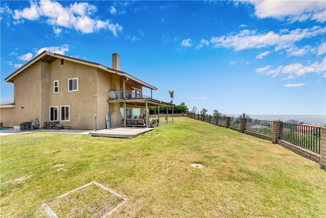 3074 Mountain Top Dr, Highland, CA 92346 - view of yard featuring a balcony, cooling unit, and a patio