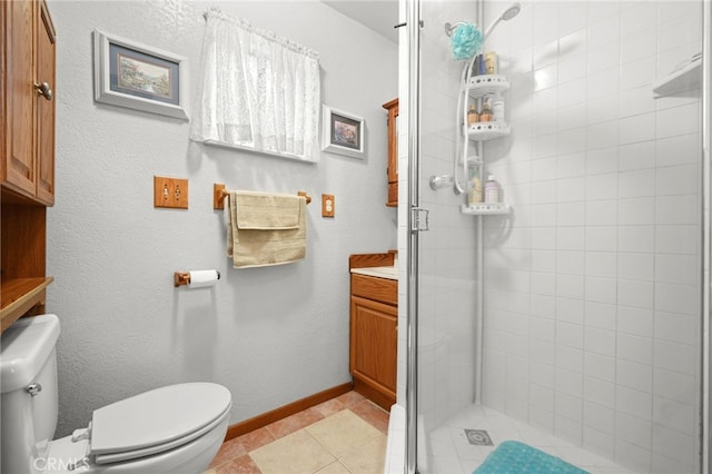 3095 Casitas Ave, Altadena, CA 91001 - full bath with toilet, a stall shower, vanity, and baseboards