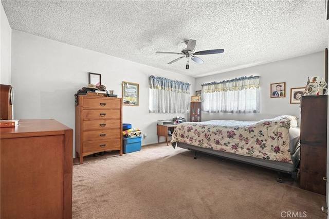 3095 Casitas Ave, Altadena, CA 91001 - carpeted bedroom with a textured ceiling and ceiling fan