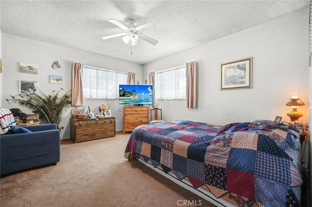 3095 Casitas Ave, Altadena, CA 91001 - carpeted bedroom with a textured ceiling and ceiling fan