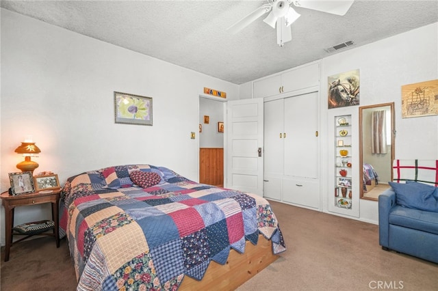 3095 Casitas Ave, Altadena, CA 91001 - carpeted bedroom featuring a textured ceiling, a ceiling fan, and a closet