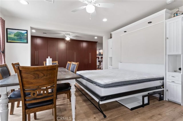 433 E Mason St, Azusa, CA 91702 - bedroom with light wood-type flooring, recessed lighting, and a ceiling fan