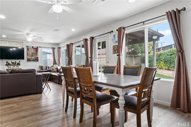 433 E Mason St, Azusa, CA 91702 - dining area with ceiling fan, recessed lighting, and light wood-style flooring