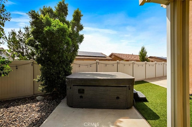 17995 Lacebark Ct, San Bernardino, CA 92407 - fenced backyard with a hot tub and a patio