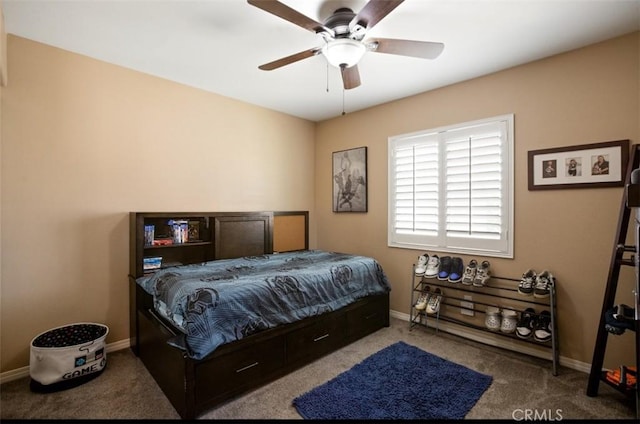 17995 Lacebark Ct, San Bernardino, CA 92407 - carpeted bedroom with baseboards and ceiling fan