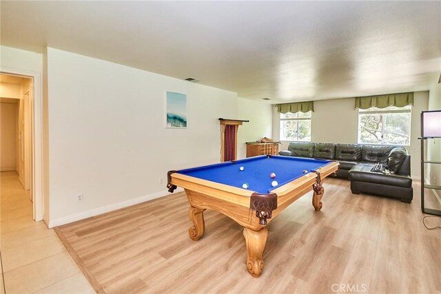 1089 Village Dr, Chino Hills, CA 91709 - rec room with pool table, baseboards, and light wood-style flooring
