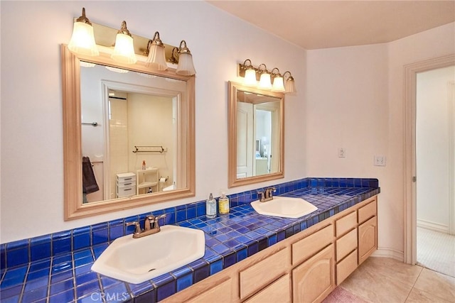 1089 Village Dr, Chino Hills, CA 91709 - full bath with double vanity and tile patterned flooring