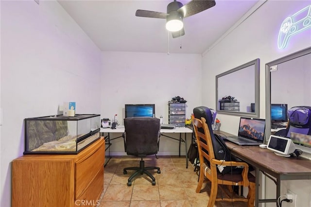 10161 Larwin Ave Unit 3, Chatsworth, CA 91311 - office with ceiling fan and light tile patterned flooring
