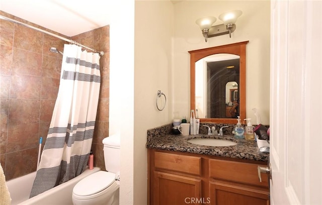 1313 Massachusetts Ave Unit 206, Riverside, CA 92507 - bathroom with vanity, toilet, and shower / tub combo with curtain