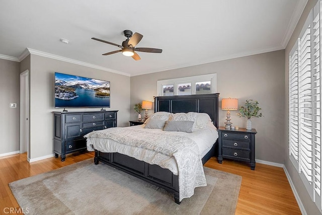 1609 Via Montemar, Palos Verdes Estates, CA 90274 - bedroom featuring light wood-style flooring, crown molding, and ceiling fan
