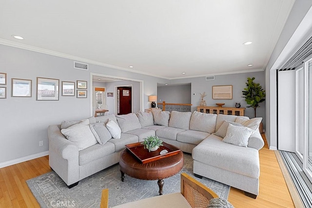 1609 Via Montemar, Palos Verdes Estates, CA 90274 - living area with light wood-type flooring, recessed lighting, and ornamental molding