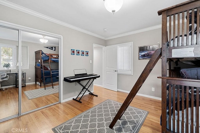 1609 Via Montemar, Palos Verdes Estates, CA 90274 - bedroom featuring ornamental molding, wood finished floors, and a closet