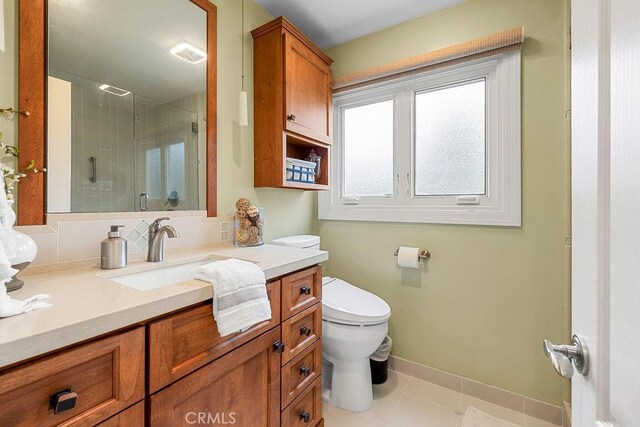 1609 Via Montemar, Palos Verdes Estates, CA 90274 - full bathroom with vanity, a stall shower, and tile patterned floors