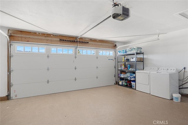 72726 Desert Trail Dr Unit 29, Palms, CA 92277 - garage featuring washing machine and clothes dryer and a garage door opener