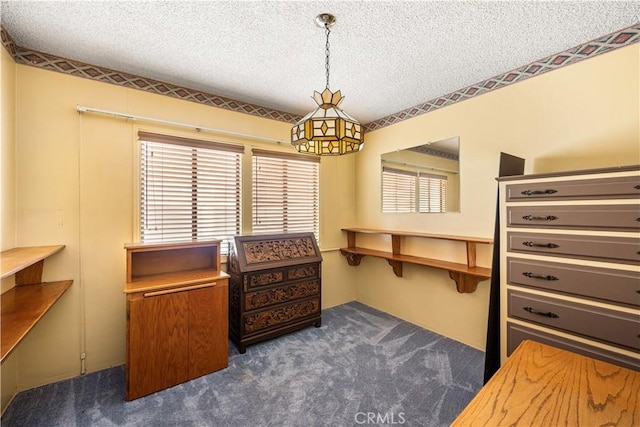 1207 Seal Way, Seal Beach, CA 90740 - bedroom with a textured ceiling, multiple windows, and dark colored carpet