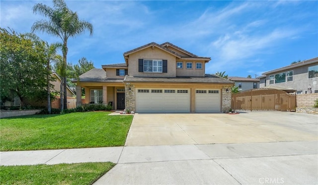 178 Grapevine Dr, Corona, CA 92882 - view of front of home featuring a garage, stucco siding, driveway, and a gate
