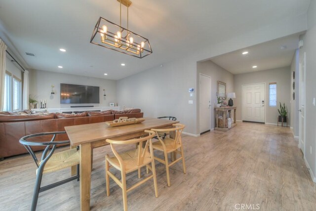 32593 Cumulus Ln, Winchester, CA 92596 - dining room featuring light wood-style floors, recessed lighting, and baseboards