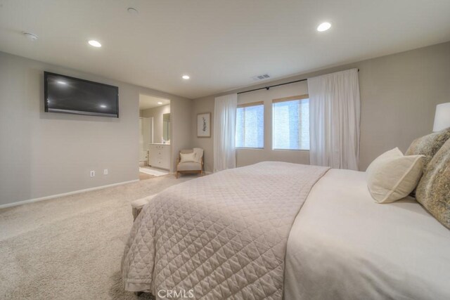 32593 Cumulus Ln, Winchester, CA 92596 - carpeted bedroom with recessed lighting, baseboards, and ensuite bath