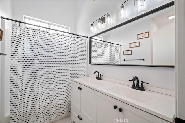 13492 Palomino Creek Dr, Corona, CA 92883 - full bath with double vanity and a shower with curtain