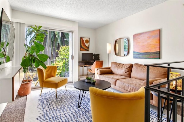 1022 Leff St, San Luis Obispo, CA 93401 - living area featuring a textured ceiling and carpet