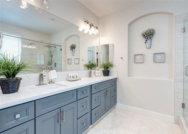 40365 Trenton Ct, Temecula, CA 92591 - bathroom with double vanity and a stall shower