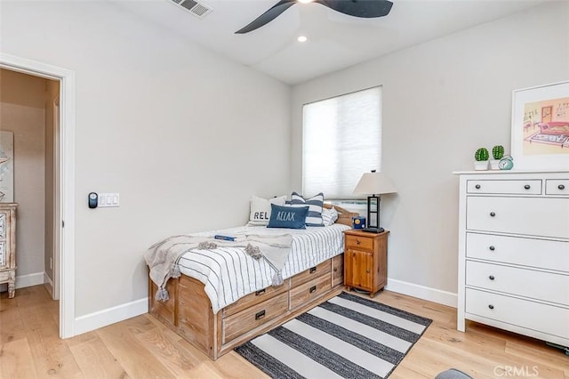 40365 Trenton Ct, Temecula, CA 92591 - bedroom featuring light wood-style flooring, recessed lighting, and a ceiling fan