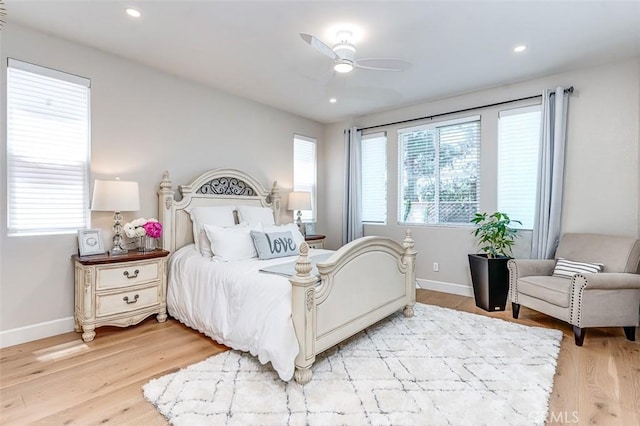 40365 Trenton Ct, Temecula, CA 92591 - bedroom featuring light wood-style flooring, recessed lighting, and ceiling fan