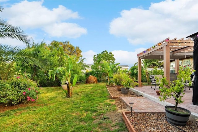 4802 Pentz Rd, Paradise, CA 95969 - view of green lawn featuring a pergola and a patio area