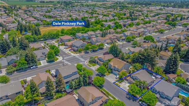 1122 Moonbeam Way, Turlock, CA 95382 - aerial view of residential area with property parcel outlined