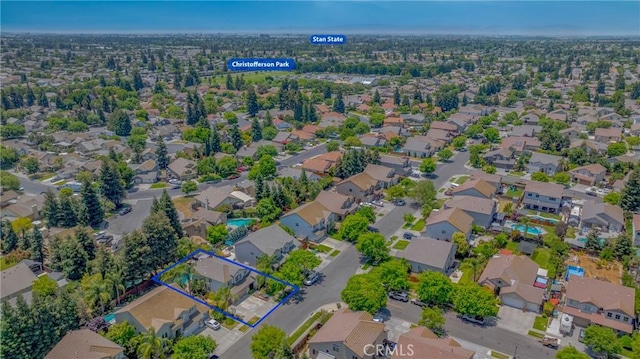 1122 Moonbeam Way, Turlock, CA 95382 - aerial perspective of suburban area with property boundaries highlighted
