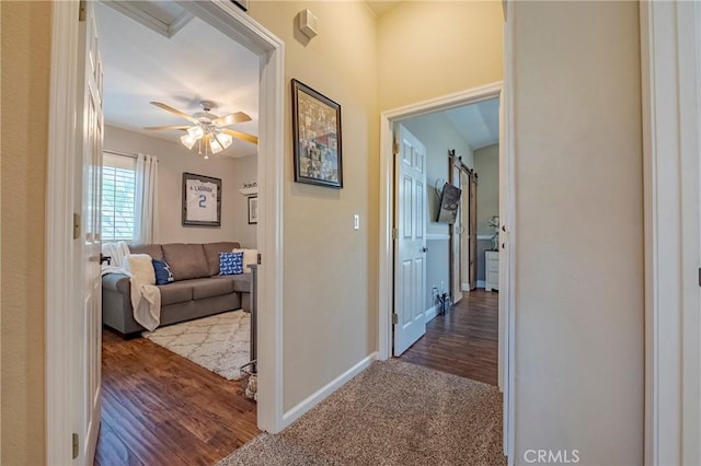 1122 Moonbeam Way, Turlock, CA 95382 - hall with baseboards and wood finished floors