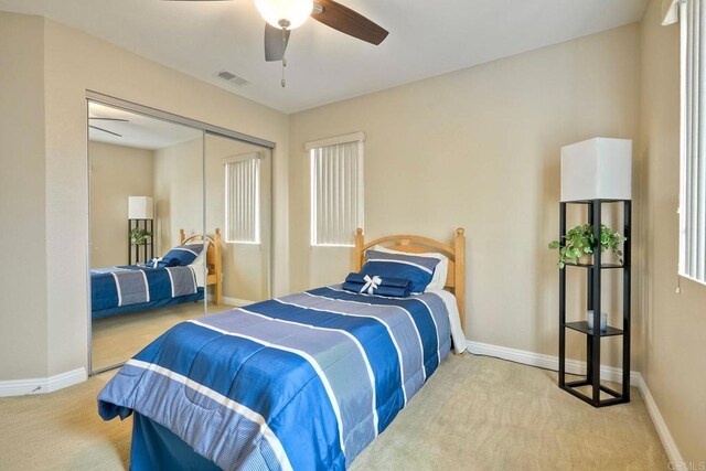 3332 Heather Ridge Ct, San Marcos, CA 92078 - bedroom with carpet, baseboards, ceiling fan, and a closet