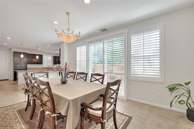 13029 Waterlily Way, Chino, CA 91710 - dining room featuring recessed lighting, a chandelier, and light tile patterned flooring