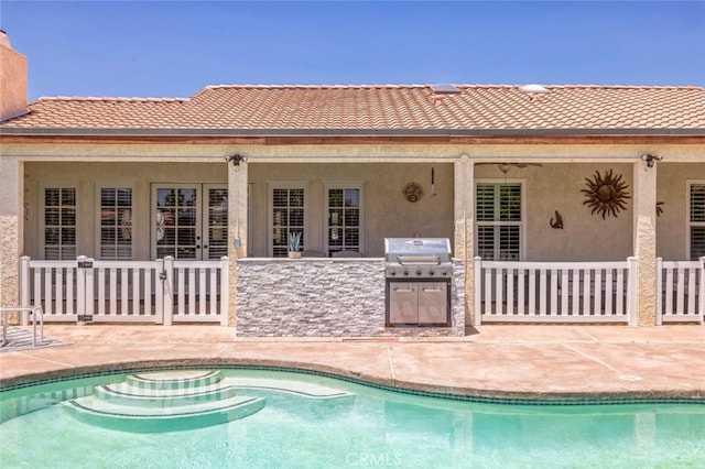 43300 Warner Trl, Palm Desert, CA 92211 - outdoor pool featuring a patio area, area for grilling, and french doors