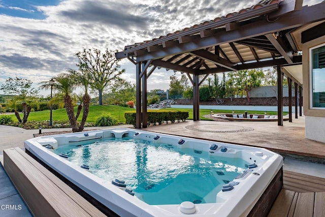 12428 Palmer Dr, Moorpark, CA 93021 - view of swimming pool featuring an outdoor hot tub, a gazebo, and a yard