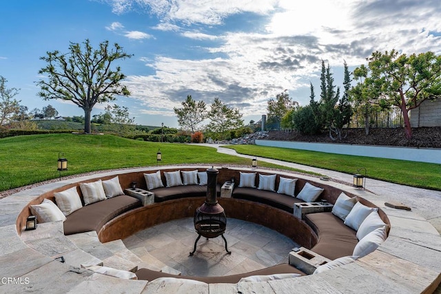 12428 Palmer Dr, Moorpark, CA 93021 - view of patio / terrace featuring an outdoor living space with a fire pit