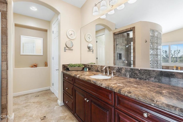 12428 Palmer Dr, Moorpark, CA 93021 - bathroom with vanity, a shower stall, and tile patterned floors