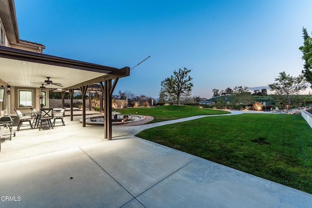 12428 Palmer Dr, Moorpark, CA 93021 - view of patio featuring ceiling fan and outdoor dining area