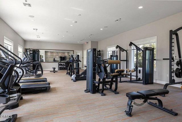 275 Fuerte Dr, Santa Paula, CA 93060 - workout area with carpet flooring, recessed lighting, and healthy amount of natural light