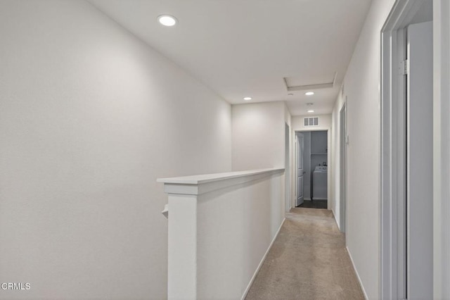 275 Fuerte Dr, Santa Paula, CA 93060 - corridor with attic access, an upstairs landing, light carpet, and recessed lighting